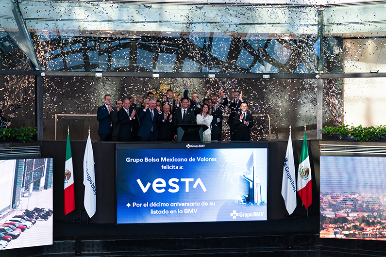 Vesta celebra una historia de éxito al conmemorar sus 10 años listada en la Bolsa Mexicana de Valores
