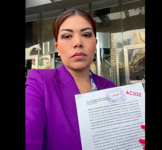 América Rangel presenta denuncia penal en contra de mujeres trans