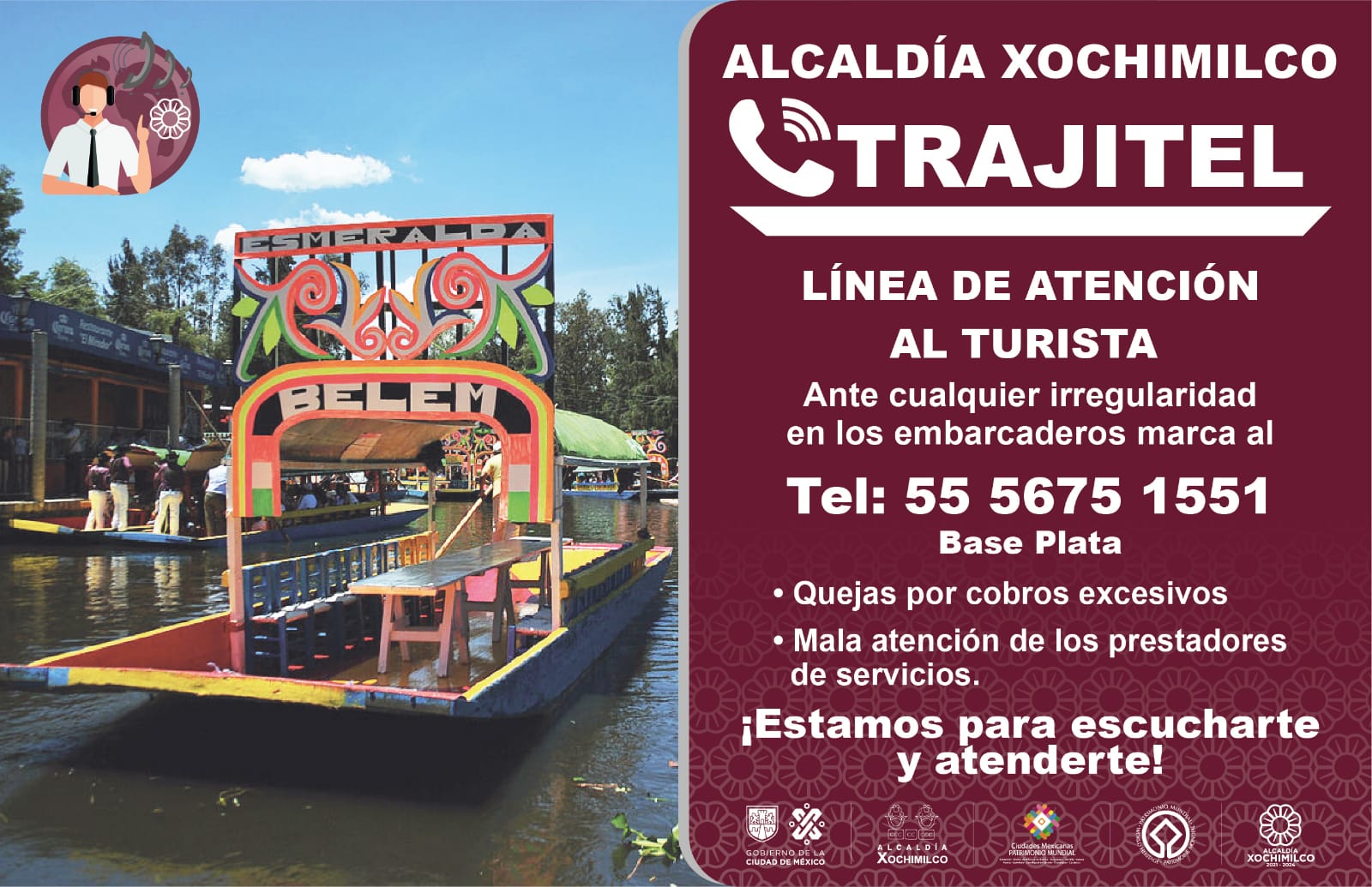 ‘Trajitel’, línea de atención al turista en Xochimilco