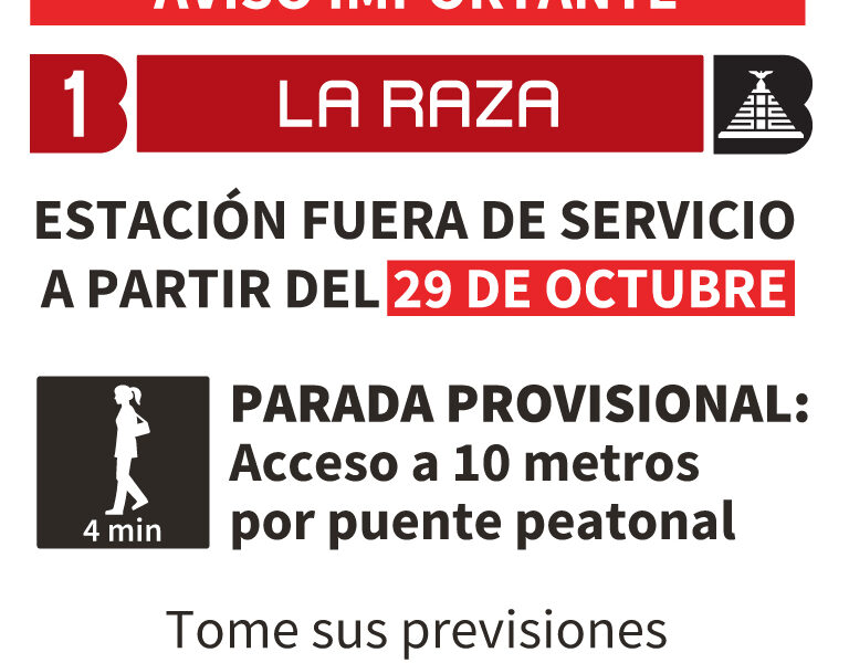 Metrobús anuncia cambio temporal de parada en estación La Raza de Línea 1 por obras