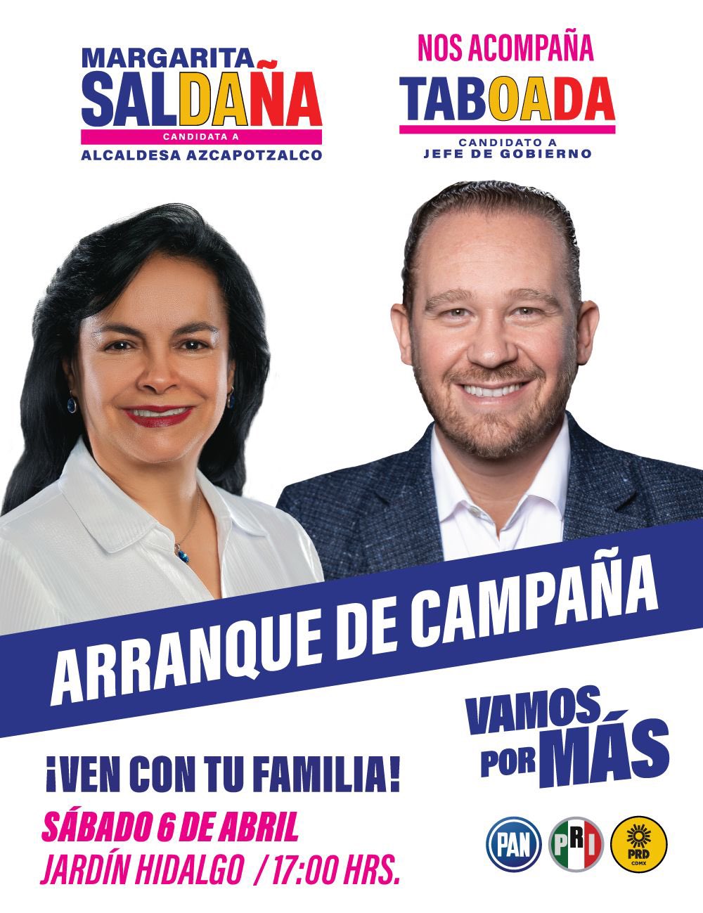 Arranca campaña Margarita Saldaña acompañada de Santiago Taboada